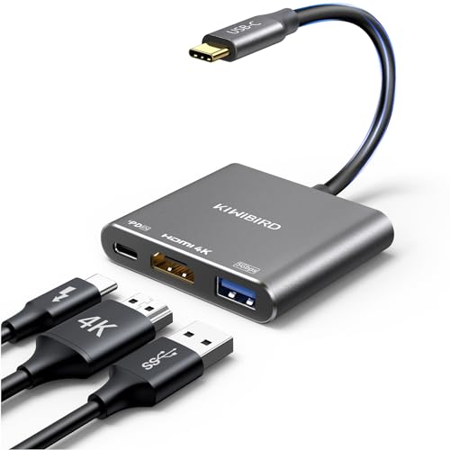 KiWiBiRD USB C auf HDMI 4K Multiport Adapter HUB mit USB 3.0 5Gbps, Typ C PD 100W Power Delivery Kompatibel mit MacBook Air Pro M1 M2 M3 iPad Pro iMac, iPhone 15 Pro Max, Surface, XPS, Galaxy S23/S24 von KiwiBird