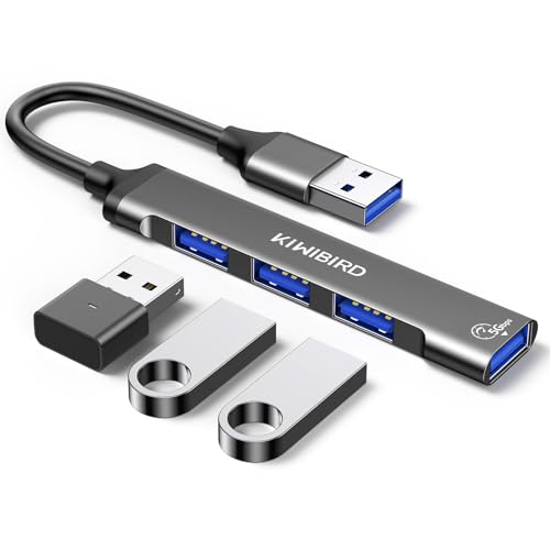 KiWiBiRD USB-Hub mit Mehreren USB-Anschlüssen 1x USB 3.0, 3X USB 2.0, USB Splitter Erweiterung Adapter für Laptop MacBook Desktop-PC PS5 kompatibel mit Flash-Laufwerk Drucker Tastatur Mäuse Headset von KiwiBird