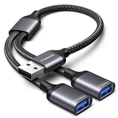 KiWiBiRD USB Splitter Y Kabel, 1 zu 2 verteiler Adapter, dual USB 2.0 Port Extender erweiterung ladekabel für Strom und Daten, USB HUB Mini für Laptop Mac PS5 PS4 Xbox One X S, Auto doppelstecker von KiwiBird