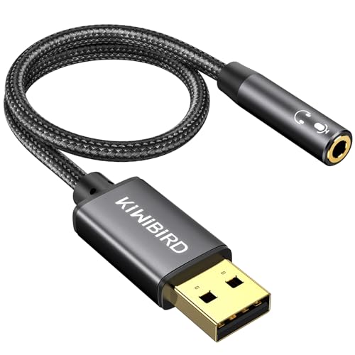 KiWiBiRD USB auf 3,5mm Klinke Audio Adapter, USB Kopfhörer und Mikrofon Adapter, Headset Aux auf USB Adapter, TRRS 4-polig, Externe Soundkarte mit DAC kompatibel mit MacBook, Surface, PS4, Laptop KiWiBiRD USB auf 3,5mm Klinke Audio Adapter, USB Kopfhörer und Mikrofon Adapter, Headset Aux auf USB Adapter, TRRS 4-polig, Externe Soundkarte mit DAC kompatibel mit MacBook, Surface, PS4, Laptop von KiwiBird