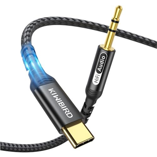 KiwiBird USB C auf Aux Kabel Audiokabel, Typ C auf 3.5 mm Jack Klinke Hi-Fi DAC für Auto, Android Handy, Kopfhörer, Autoradio, Lautsprecher Kompatibel mit iPhone 15 Plus Pro Max Galaxy S24 S23, 1.2m von KiwiBird