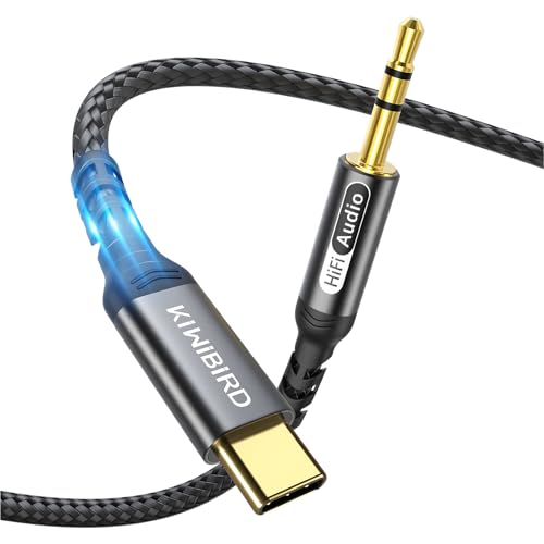 KiwiBird USB C auf Aux Kabel Audiokabel, Typ C auf 3.5 mm Jack Klinke Hi-Fi DAC für Auto, Android Handy, Kopfhörer, Autoradio, Lautsprecher Kompatibel mit iPhone 15 Plus Pro Max Galaxy S24 S23, 1.2m von KiwiBird