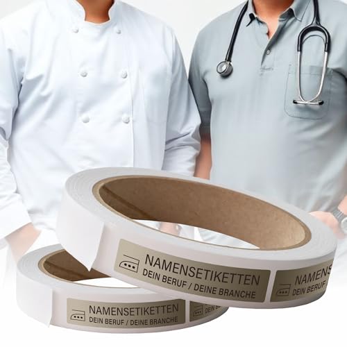 Kiwistar - 100 Namensschilder für Kleidung Rolle 6x1 cm - beige - Namensaufkleber Berufsbekleidung zum aufbügeln mit Bügeleisen - Wäscheetiketten zum aufbügeln - Wunschtext waschmaschinenfest von Kiwistar