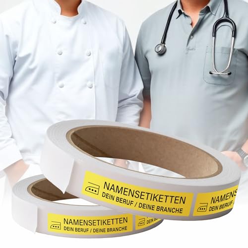 Kiwistar - 100 Namensschilder für Kleidung Rolle 6x1 cm - gelb - Namensaufkleber Berufsbekleidung zum aufbügeln mit Bügeleisen - Wäscheetiketten zum aufbügeln - Wunschtext waschmaschinenfest Kiwistar - 100 Namensschilder für Kleidung Rolle 6x1 cm - gelb - Namensaufkleber Berufsbekleidung zum aufbügeln mit Bügeleisen - Wäscheetiketten zum aufbügeln - Wunschtext waschmaschinenfest von Kiwistar