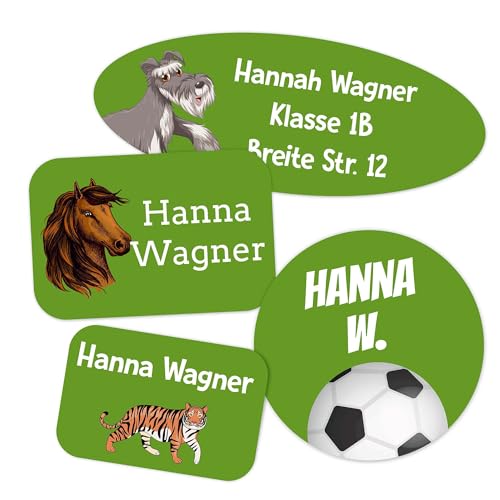 Kiwistar - 150 Namensschilder für Kleidung Rolle mix Set - grün - Namensaufkleber Kinder Schule zum aufbügeln mit Bügeleisen - Wäscheetiketten zum aufbügeln - Wunschtext waschmaschinenfest von Kiwistar