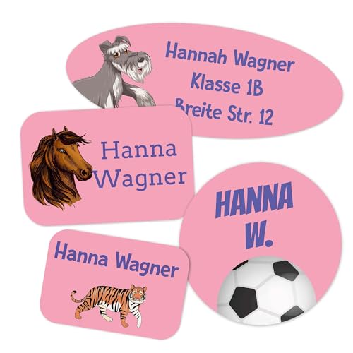 Kiwistar - 150 Namensschilder für Kleidung Rolle mix Set - rosa - Namensaufkleber Kinder Schule zum aufbügeln mit Bügeleisen - Wäscheetiketten zum aufbügeln - Wunschtext waschmaschinenfest von Kiwistar