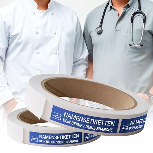 Kiwistar - 200 Namensschilder für Kleidung Rolle 6x1 cm - blau - Namensaufkleber Berufsbekleidung zum aufbügeln mit Bügeleisen - Wäscheetiketten zum aufbügeln - Wunschtext waschmaschinenfest von Kiwistar
