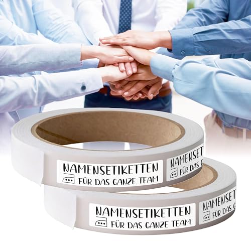 Kiwistar - Namensschilder für Kleidung Rolle 6x1 cm - weiß - Namensaufkleber Erwachsene für Teams, Schwestern, Uniform, Mannschaftsbekleidung - Wäscheetiketten zum aufbügeln - waschmaschinenfest von Kiwistar