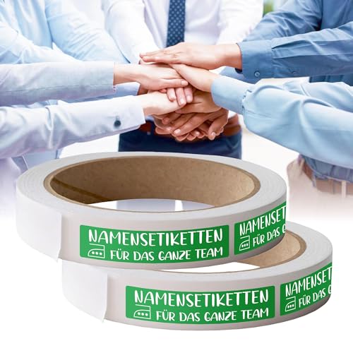 Kiwistar - Namensschilder für Kleidung Rolle 8x1 cm - gruen - Namensaufkleber Erwachsene für Teams, Schwestern, Uniform, Mannschaftsbekleidung - Wäscheetiketten zum aufbügeln - waschmaschinenfest von Kiwistar