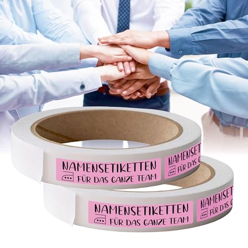 Kiwistar - Namensschilder für Kleidung Rolle 8x1 cm - rosa - Namensaufkleber Erwachsene für Teams, Schwestern, Uniform, Mannschaftsbekleidung - Wäscheetiketten zum aufbügeln - waschmaschinenfest von Kiwistar