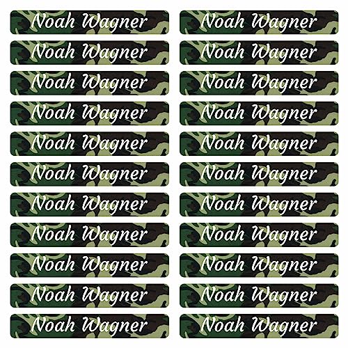 Klebeetiketten - Aufkleber 46x7 mm 120 Stück - Design Camouflage - mit Wunschtext - Name - personalisiert - Namensaufkleber - für Jugendliche - Firma - Universität - Schule - Kinder von Kiwistar