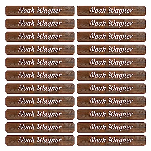 Klebeetiketten - Aufkleber 46x7 mm 180 Stück - Design Woody - mit Wunschtext - Name - personalisiert - Namensaufkleber - für Jugendliche - Firma - Universität - Schule - Kinder - KITA von Kiwistar
