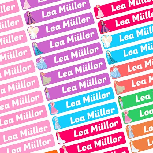 Namensaufkleber Set - Kinder - Prinzessin - ab 54 Stück - 38x7 mm - mit Wunschtext - Name - personalisiert - Namensetiketten - für Jugendliche - Firma - Universität - Schule - Kinder - KITA von Kiwistar