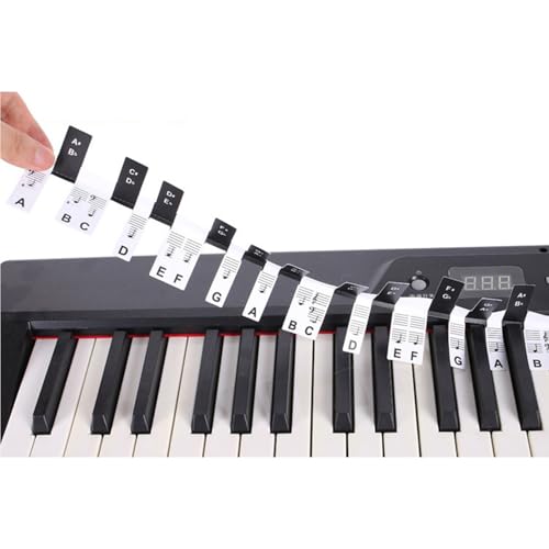 Notentabelle für Klavier und Keyboard, Anleitung für Klaviertastaturaufkleber für Anfänger, 88 Tasten in voller Größe, kompletter farbiger Klaviermusikunterricht (pvc-black-88key) von Kixnor