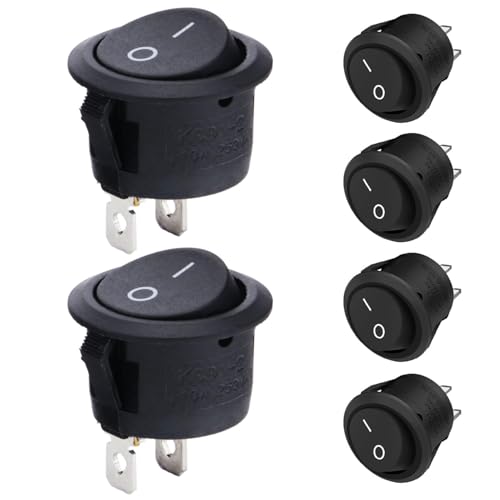 6 Stück Kippschalter 12v, Ein Aus Schalter 2 Polig,Mini Wippschalter Mikroschalter Kfz für Lampenschalter Switch Taster,Schwarz Rocker Rund,Einbau Wohnmobil,Auto Boot Haushaltsgeräte,Einrastbare ON/OF 6 Stück Kippschalter 12v, Ein Aus Schalter 2 Polig,Mini Wippschalter Mikroschalter Kfz für Lampenschalter Switch Taster,Schwarz Rocker Rund,Einbau Wohnmobil,Auto Boot Haushaltsgeräte,Einrastbare ON/OF von Kjzeex