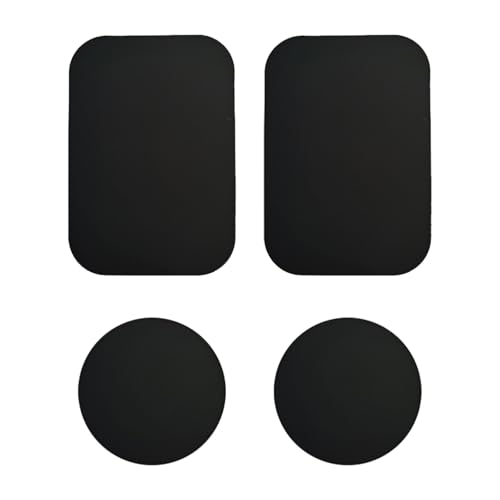KkvoGmle 4 Stück Selbstklebende Metallplatte, Metallplatte für Handy Magnethalterung, Doppelseitiges Klebeband Handy Magnet für Auto Handy Zubehör, 2 Runden und 2 Rechtecke Metallplättchen von KkvoGmle