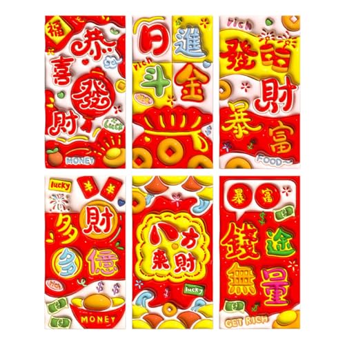 Briefumschläge für das Jahr 2025, Schlangenjahr, Rötungen, Pakete für chinesisches Neujahrsfest, Frühlingsfest, 6 Stück von Klaisy