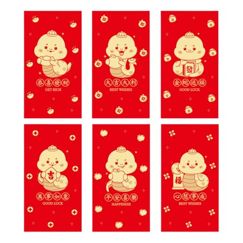 Briefumschläge für das chinesische Neujahrsfest 2025, Schlangen-Zodiacs, 6 Stück von Klaisy