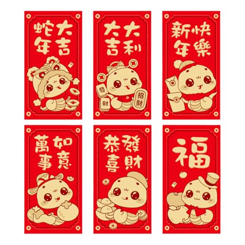 Briefumschläge für das chinesische Neujahrsfest 2025, Schlangen-Zodiacs, 6 Stück von Klaisy