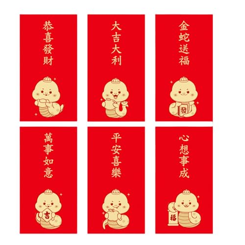Briefumschläge für das chinesische Neujahrsfest 2025, Schlangen-Zodiacs, 6 Stück von Klaisy