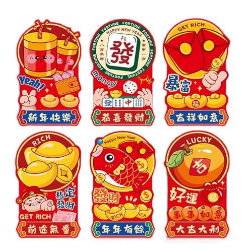 Briefumschläge mit chinesischem Drachen, 6 Stück, Papier, Geldtasche, Segen, Rötungen, Frühlingsfest, Glück, Geldtasche von Klaisy