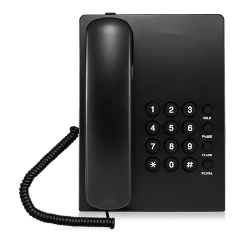 Desktop-Telefon, Festnetztelefon, schnelle Wahlwiederholung und Hold-Rauschunterdrückung, mehrere Funktionen für Geschäft/Zuhause (schwarz) von Klaisy