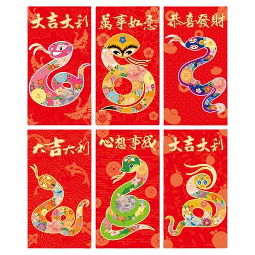 Großpackung mit 6 Briefumschlägen, Zubehör für 2025, chinesisches Frühlingsfest, Schlangenjahr, Themen-Designs, Geldhalter Großpackung mit 6 Briefumschlägen, Zubehör für 2025, chinesisches Frühlingsfest, Schlangenjahr, Themen-Designs, Geldhalter von Klaisy