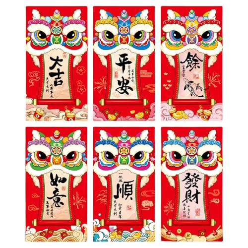 Großpackung mit 6 Briefumschlägen, Zubehör für 2025, chinesisches Frühlingsfest, Schlangenjahr, Themen-Designs, Geldhalter von Klaisy