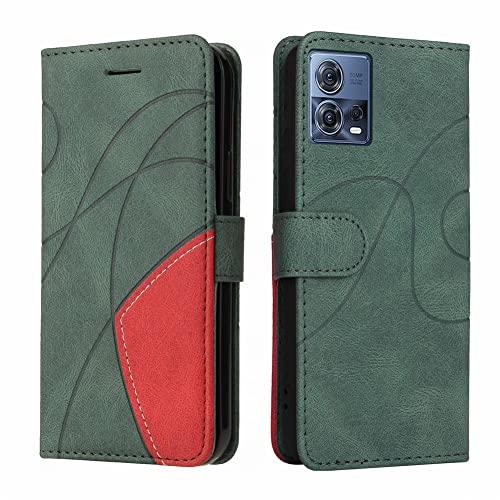 Klapber Handyhülle für Motorola Edge 30 Fusion, Ledertasche Hülle für Moto Edge 30 Fusion Klapphülle mit Kartenfach & Magnetverschluss, Silikon Schutzhüllen für Motorola Edge 30 Fusion, Grün von Klapber