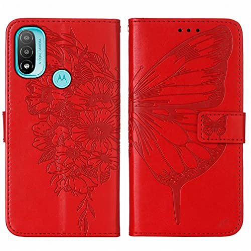 Klapber Handyhülle für Motorola Moto E40, Hülle Motorola Moto E40 Ledertasche Klapphülle Beutel mit Kartenfach & Stehen Silikon Handy Hüllen für Motorola Moto E40, Rot Klapber Handyhülle für Motorola Moto E40, Hülle Motorola Moto E40 Ledertasche Klapphülle Beutel mit Kartenfach & Stehen Silikon Handy Hüllen für Motorola Moto E40, Rot von Klapber
