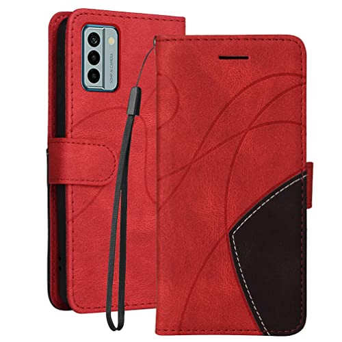 Klapber Handyhülle für Nokia G22 - Ledertasche mit Kartenfach, Magnetverschluss und Stehfunktion - Silikon Schutzhülle, Rot von Klapber