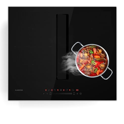 Klarstein Chef-Fusion Induktionskochfeld Mit Dunstabzug - 7.200 W, 590 m³/h Luftstrom, Flexzone und Boost, Energieeffizienzklasse A, Glasoberfläche, Platzsparend, Kindersicherung, Schwarz von Klarstein