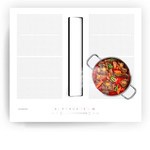 Klarstein Chef-Fusion Induktionskochfeld Mit Dunstabzug - 7.200 W, Boost 8.400 W, 590 m³/h Luftstrom, Energieeffizienzklasse A, Flexzone, Glasoberfläche, Platzsparend, Kindersicherung, Schwarz von Klarstein