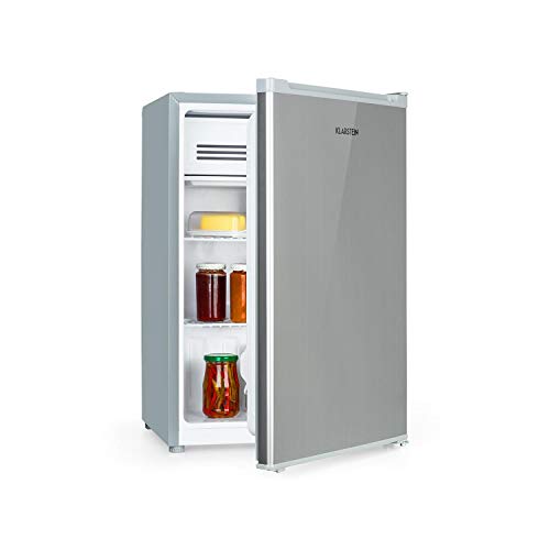 Klarstein Delaware Kühlschrank, 76 Liter Fassungsvermögen, 2 flexible Glasböden, Gefrierfach: 4 Liter, Flaschenfach bis 2 Liter, Silber/Grau Klarstein Delaware Kühlschrank, 76 Liter Fassungsvermögen, 2 flexible Glasböden, Gefrierfach: 4 Liter, Flaschenfach bis 2 Liter, Silber/Grau von Klarstein