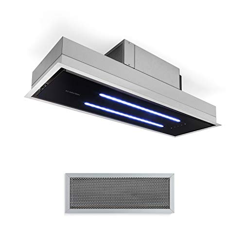 Klarstein High Line Deckenhaube - Einbau, 90 cm, 410 m3/h, Umluft und Abluft, 3 Stufen, LED, Fernbedienung & Aktivkohlefilter, Dunstabzugshaube, Unterbauhaube, Edelstahl/schwarzes Glas Klarstein High Line Deckenhaube - Einbau, 90 cm, 410 m3/h, Umluft und Abluft, 3 Stufen, LED, Fernbedienung & Aktivkohlefilter, Dunstabzugshaube, Unterbauhaube, Edelstahl/schwarzes Glas von Klarstein