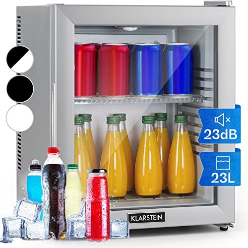 Klarstein Kühlschrank, Mini Kühlschrank mit Glastüre, Mini-Kühlschrank für Getränke, Snacks & Kosmetik, Kühlschrank Klein & Leise, Verstellbare Ablagen, Kleiner Skincare Kühlschrank 12-18°C, 23L von Klarstein