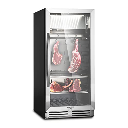 Klarstein Kühlschrank, Reifeschrank für Dry Aged Beef, 1 Zonen Kühlschrank mit Glastür, In- und Outdoor mit LED-Beleuchtung, Freistehend oder Einbaukühlschrank, Temperaturbereich 1-25 °C, 233 L von Klarstein