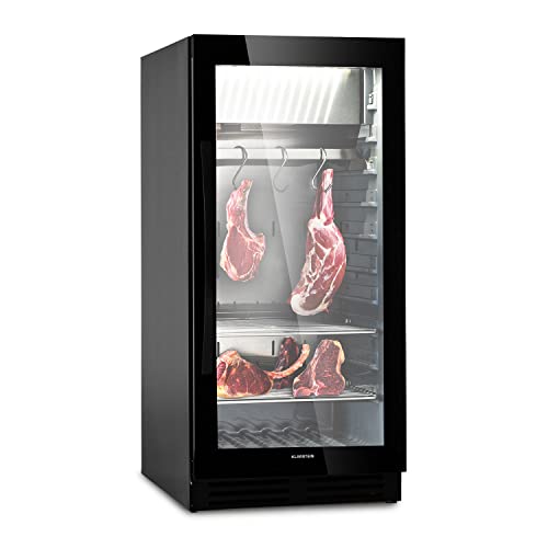 Klarstein Kühlschrank, Reifeschrank für Dry Aged Beef, 1 Zonen Kühlschrank mit Glastür, In- und Outdoor mit LED-Beleuchtung, Freistehend oder Einbaukühlschrank, Temperaturbereich 1-25 °C, 233 L von Klarstein