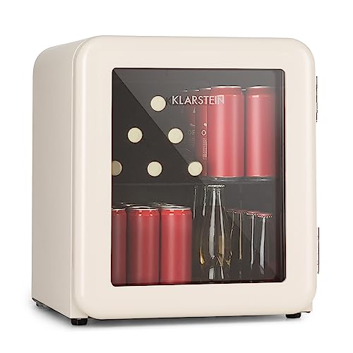 Klarstein Mini Kühlschrank mit Glastür, 48L Mini-Kühlschrank für Zimmer und Büro, Getränkekühlschrank Klein mit Herausnehmbarer Ablage, Kleiner Kühlschrank, Indoor/Outdoor Kühlschrank Leise 0-10°C von Klarstein