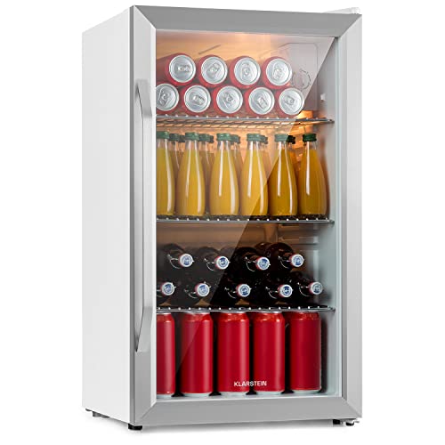 Klarstein Mini Kühlschrank mit Glastür für Zimmer, Getränkekühlschrank mit Verstellbaren Ablagen, Kleiner 80 Liter, Indoor/Outdoor Kühlschrank Leise von Klarstein