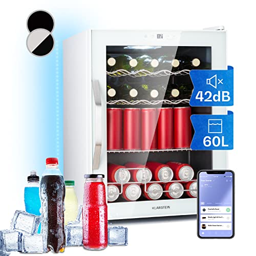 Klarstein Mini Kühlschrank mit Glastür & LED, Mini-Kühlschrank für Zimmer, Getränkekühlschrank Klein mit IoT/App-Steuerung, Kleiner Kühlschrank 60L, Indoor/Outdoor Kühlschrank Leise, 3-18°C von Klarstein