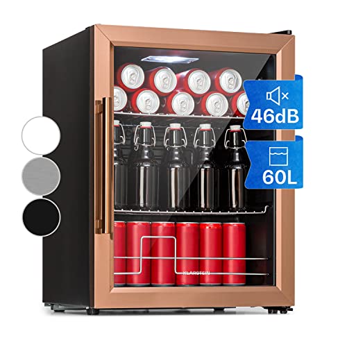 Klarstein Mini Kühlschrank mit Glastür & LED, für Zimmer, Getränkekühlschrank mit 2 Ablagen, Kleiner, 60L, Indoor/Outdoor, Leise & Wetterfest, 3-10°C von Klarstein