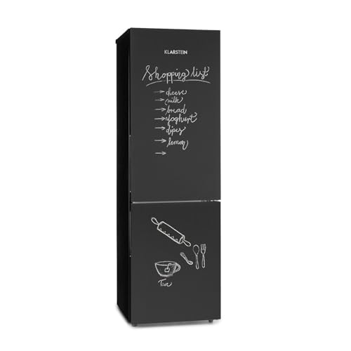 Klarstein Miro XL - Kühl-/Gefrierkombination, 180-Liter-Kühlschrank, 69-Liter-Gefrierfach, 4 Glasablagen, 3 Türablagen, 3 Gefrierkörbe, ZestfulART Design, Tafel-Front, Farbe: Schwarz Klarstein Miro XL - Kühl-/Gefrierkombination, 180-Liter-Kühlschrank, 69-Liter-Gefrierfach, 4 Glasablagen, 3 Türablagen, 3 Gefrierkörbe, ZestfulART Design, Tafel-Front, Farbe: Schwarz von Klarstein