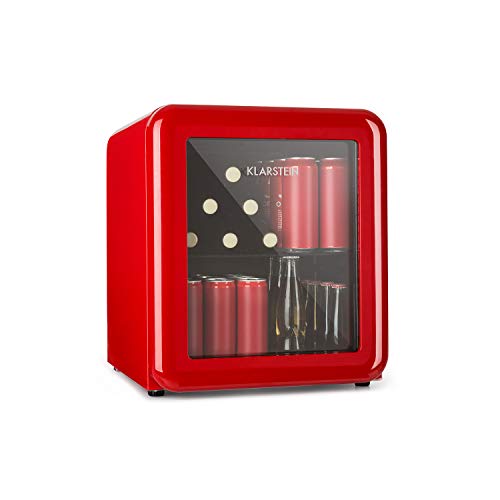 Klarstein PopLife Getränkekühler - Mini-Bar, Retrokühlschrank, 0-10°C, nur 39 dB, 48 L, umweltfreundlich, doppelt verglaste Tür, Retro-Design, rot von Klarstein