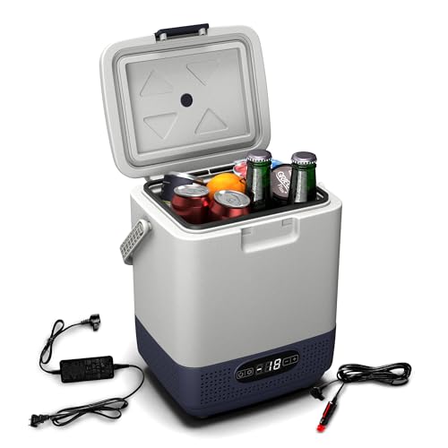 Klarstein SwiftFrost 12L Mobiler Mini-Kühlschrank Mit Großem Fach, LCD-Panel, Starkem Kompressor & Anti-Schock-Technologie - Ideal Als Kühlbox Für Camping, Büro Oder Unterwegs, Weiß von Klarstein