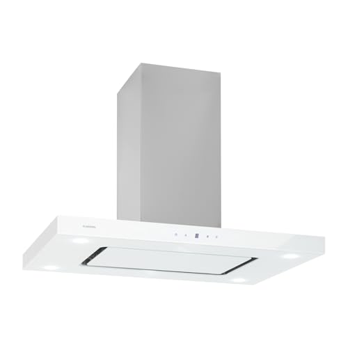 Klarstein Valeria Inselabzugshaube - Dunstabzugshaube, Inselhaube, 230W, max.650 m³/h, 3 Leistungsstufen, LED-Beleuchtung, Touch-Panel, Glas, Edelstahl, sparsam, PureAmbience Concept, weiß Klarstein Valeria Inselabzugshaube - Dunstabzugshaube, Inselhaube, 230W, max.650 m³/h, 3 Leistungsstufen, LED-Beleuchtung, Touch-Panel, Glas, Edelstahl, sparsam, PureAmbience Concept, weiß von Klarstein