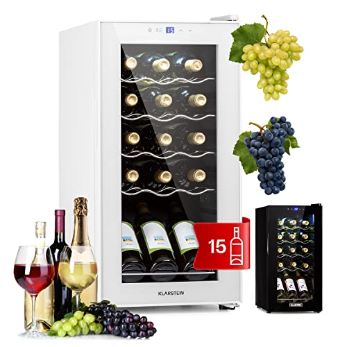 Klarstein Weinkühlschrank, 1 Zonen Getränkekühlschrank Klein, Freistehender Kleiner Weinschrank, 44L Wein-Kühlschrank mit Glastür, Indoor/Outdoor Flaschenkühlschrank, Wine Fridge 15 Flaschen Klarstein Weinkühlschrank, 1 Zonen Getränkekühlschrank Klein, Freistehender Kleiner Weinschrank, 44L Wein-Kühlschrank mit Glastür, Indoor/Outdoor Flaschenkühlschrank, Wine Fridge 15 Flaschen von Klarstein