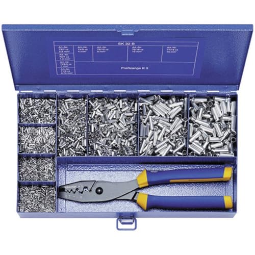 Klauke SK32B Aderendhülsen-Set, 0,50 mm² bis 16 mm², Metall, 4900 Stück Klauke SK32B Aderendhülsen-Set, 0,50 mm² bis 16 mm², Metall, 4900 Stück von Klauke