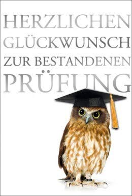 Glückwunschkarte Prüfung Eule mit Doktorhut von Klaus Hanfstingl Verlag