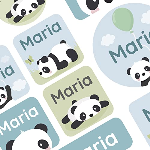 Klebekerlchen® | 33 Große Namensaufkleber in verschiedenen Größen | Beschrifte Gegenstände in Schule und Kindergarten - Panda von Klebekerlchen